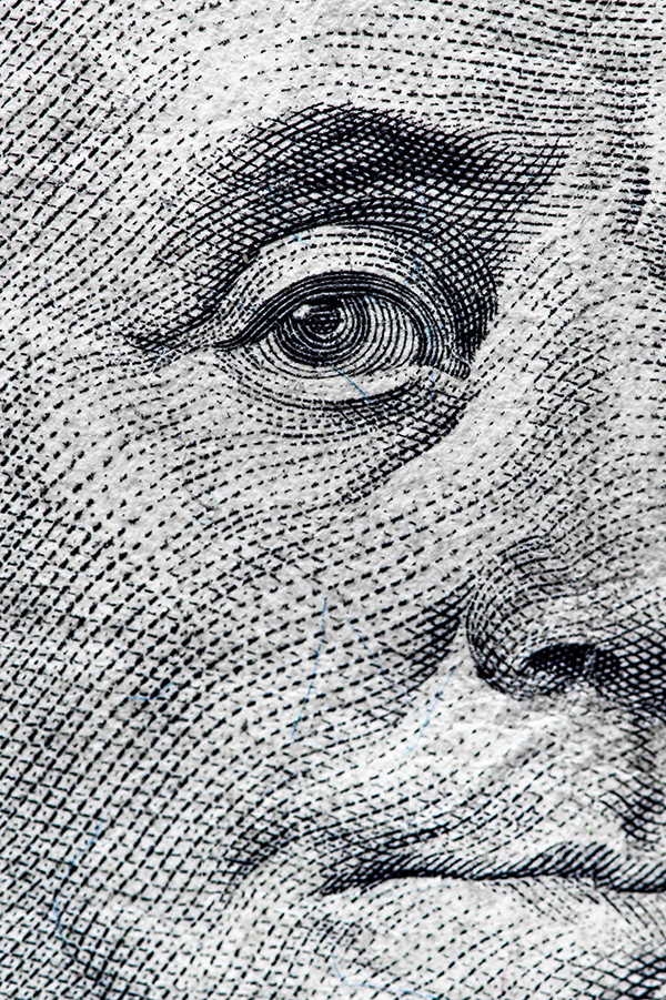 Close-Up of an american 100 Dollar Note