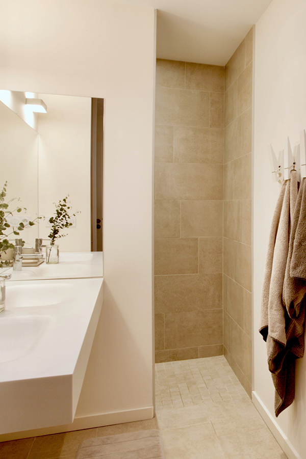 Modern bathroom with warm light